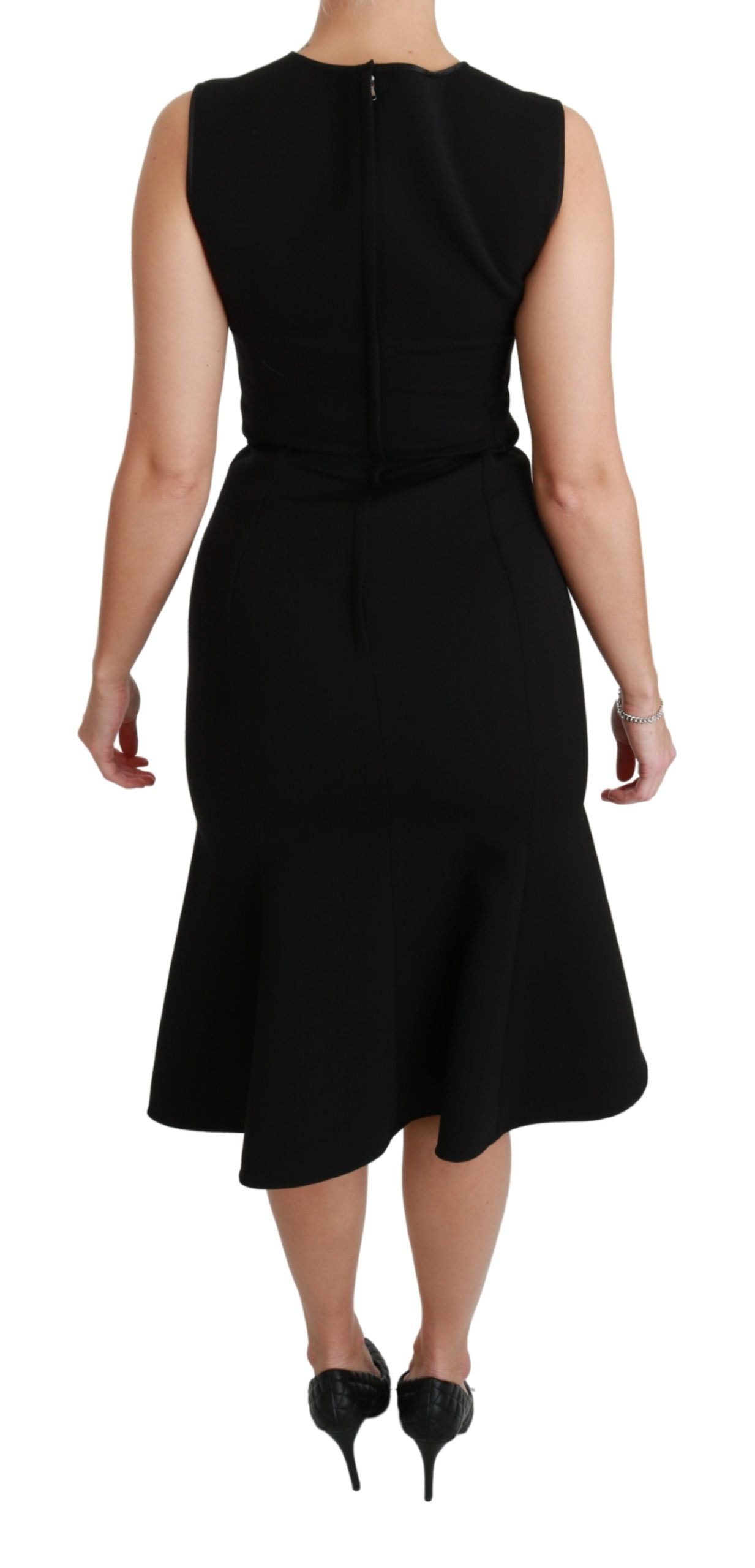 Robe fourreau Dolce & Gabbana noire évasée en laine stretch