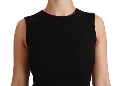 Robe fourreau Dolce & Gabbana noire évasée en laine stretch