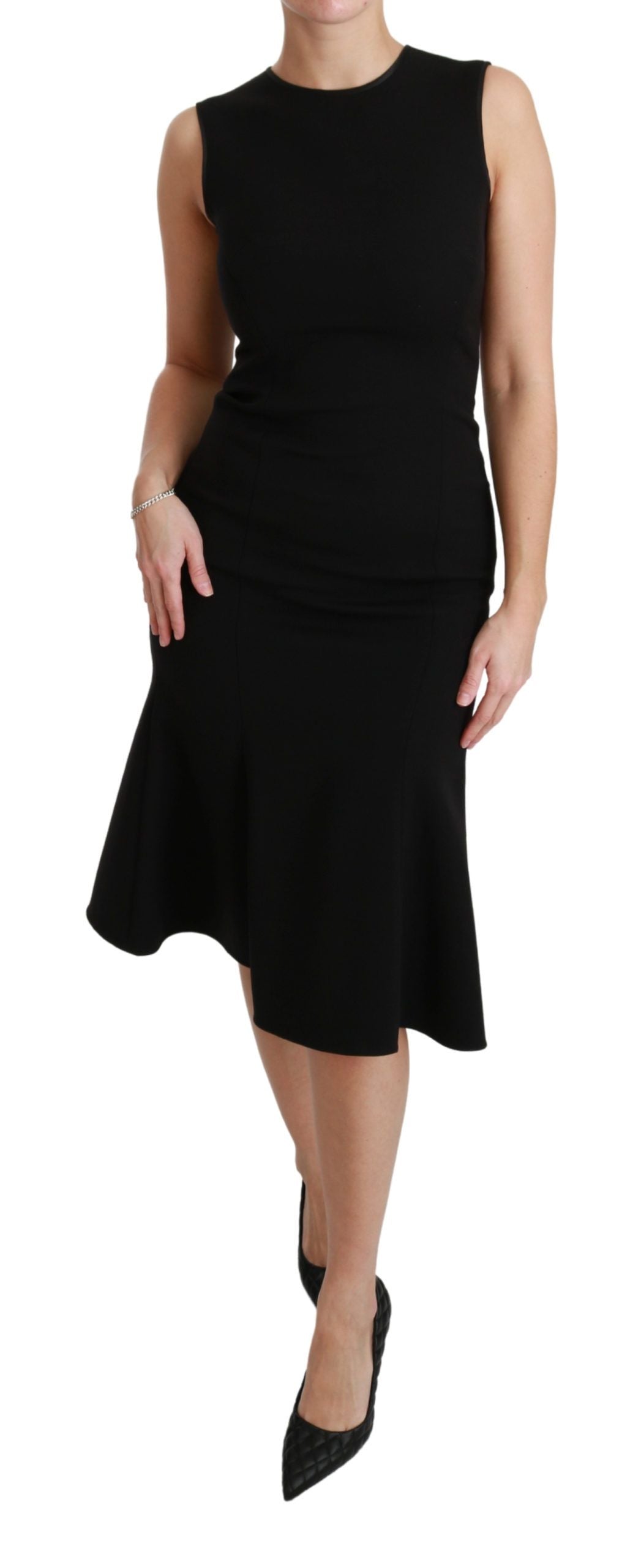 Robe fourreau Dolce & Gabbana noire évasée en laine stretch