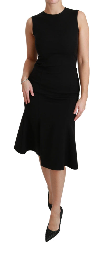Robe fourreau Dolce & Gabbana noire évasée en laine stretch