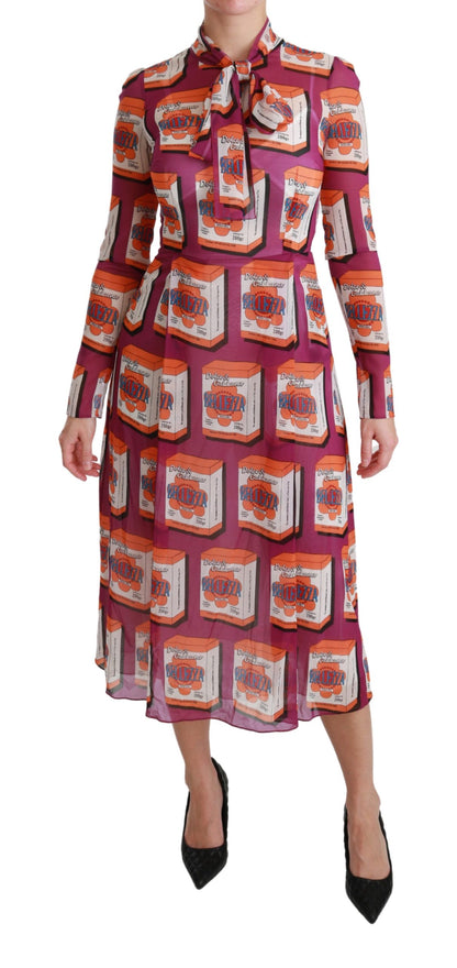 Robe de soirée trapèze en soie violette Bellezza Dolce & Gabbana