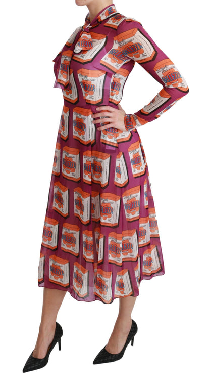 Robe de soirée trapèze en soie violette Bellezza Dolce & Gabbana