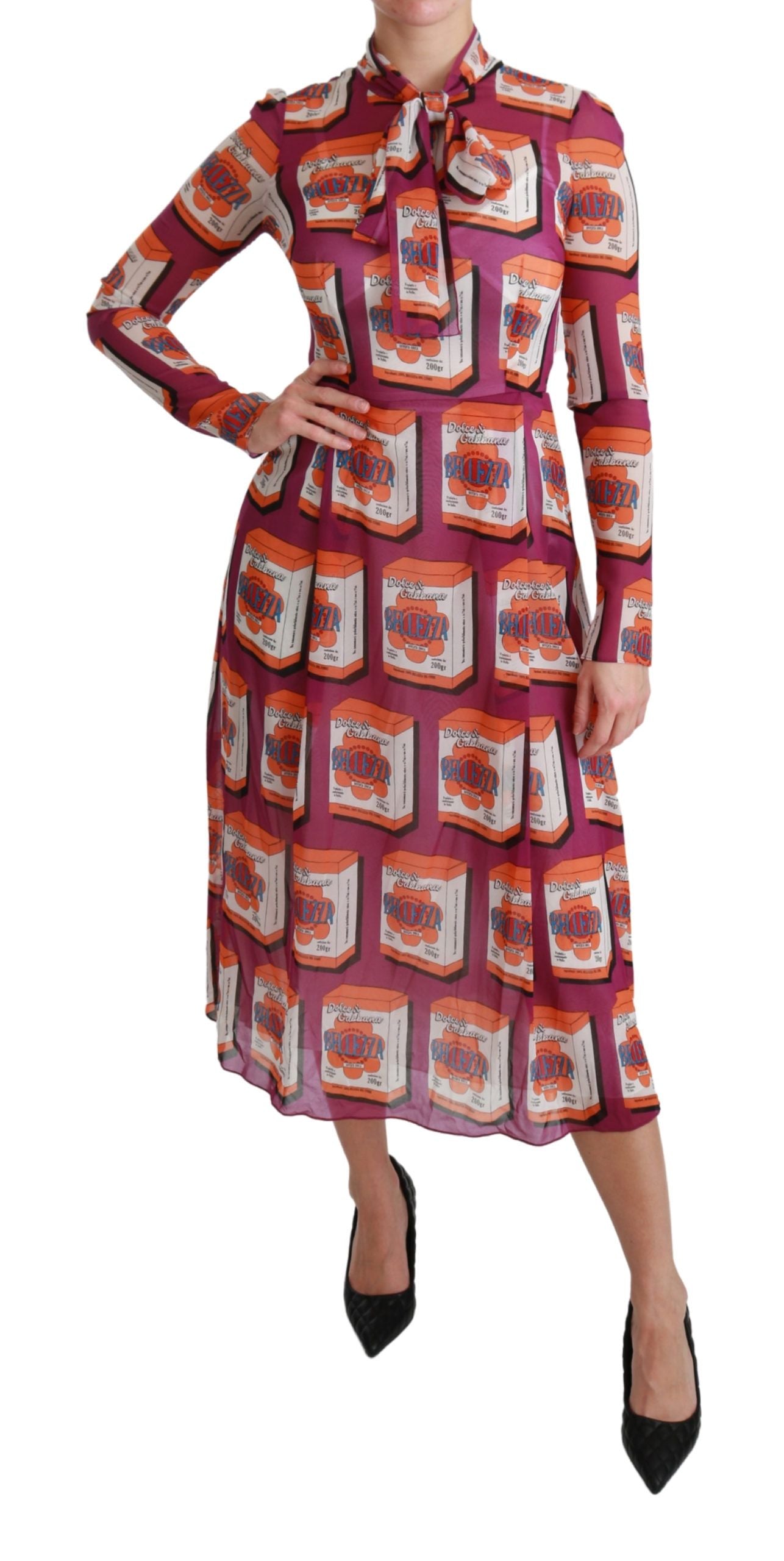 Robe de soirée trapèze en soie violette Bellezza Dolce & Gabbana