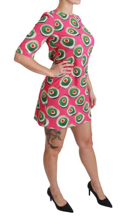 Robe droite Dolce & Gabbana en soie rose stretch motif cupcake