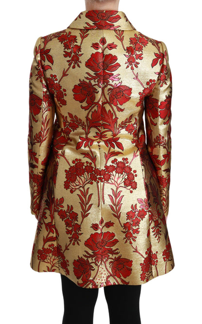 Dolce & Gabbana Manteau-Cape Veste Jacquard Floral Rouge Or