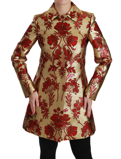 Dolce & Gabbana Manteau-Cape Veste Jacquard Floral Rouge Or