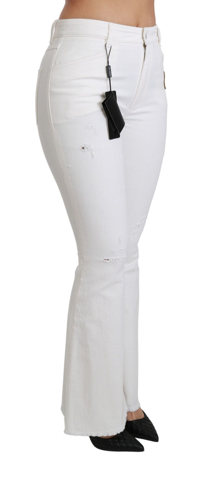 Pantalon Dolce & Gabbana évasé en coton stretch à cœur blanc
