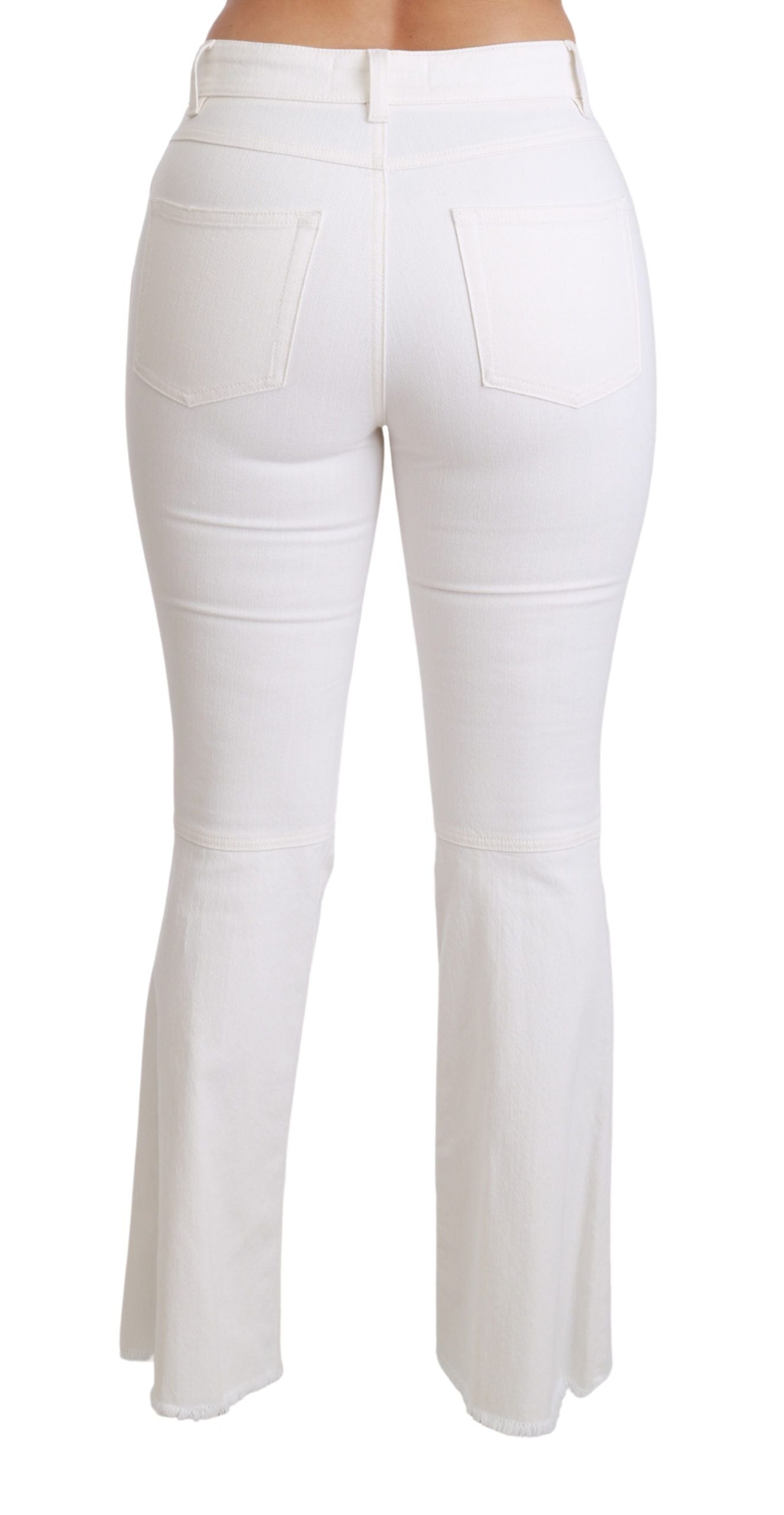 Pantalon Dolce & Gabbana évasé en coton stretch à cœur blanc