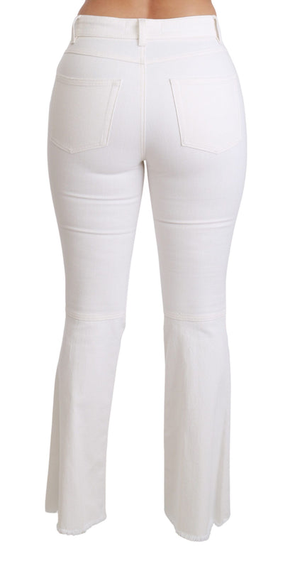 Pantalon Dolce & Gabbana évasé en coton stretch à cœur blanc