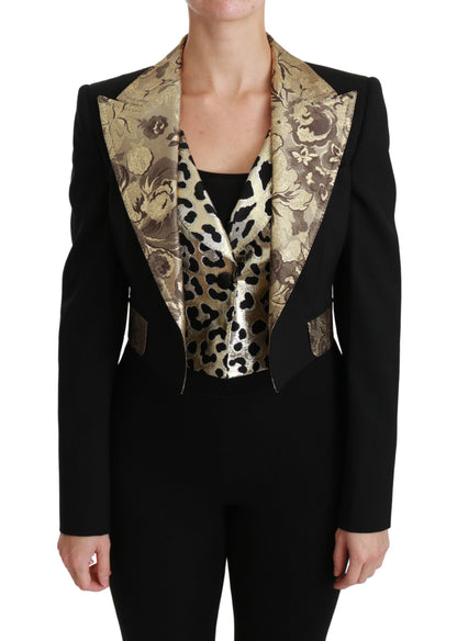 Dolce & Gabbana Manteau Blazer Gilet Veste en Laine Jacquard Noir