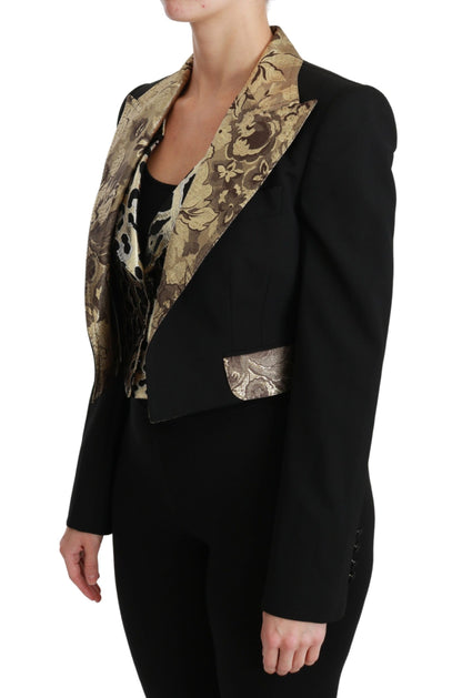Dolce & Gabbana Manteau Blazer Gilet Veste en Laine Jacquard Noir