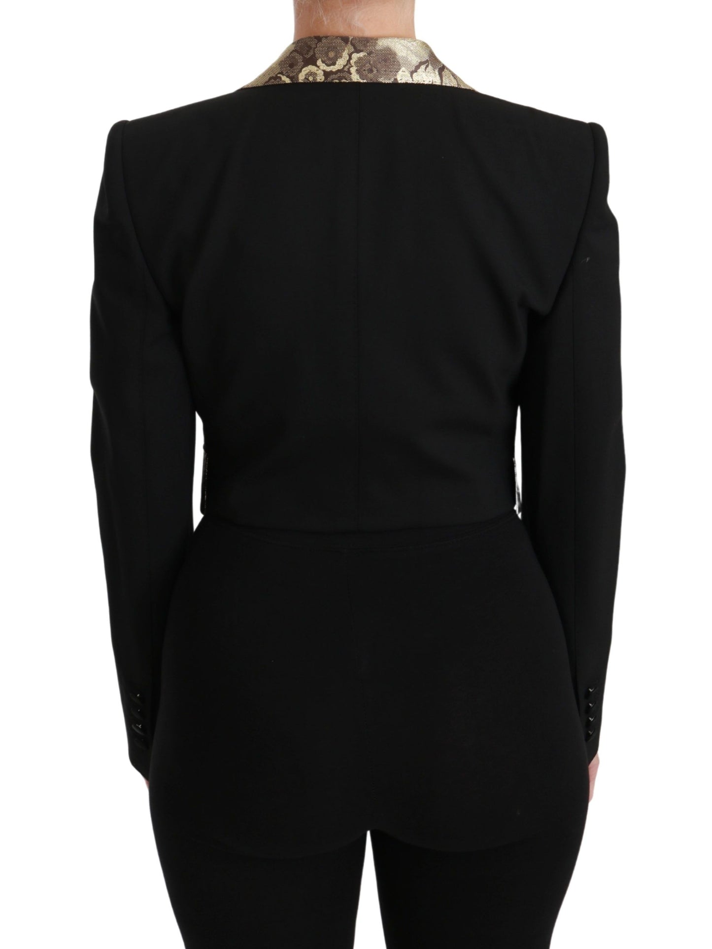 Dolce & Gabbana Manteau Blazer Gilet Veste en Laine Jacquard Noir