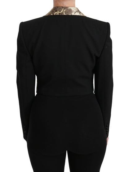 Dolce & Gabbana Manteau Blazer Gilet Veste en Laine Jacquard Noir