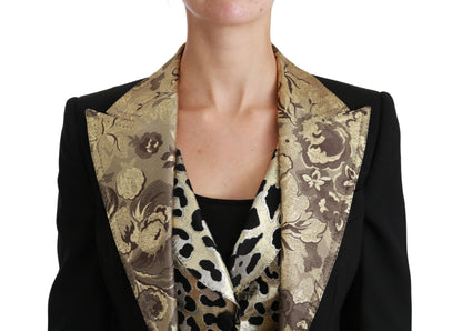 Dolce & Gabbana Manteau Blazer Gilet Veste en Laine Jacquard Noir