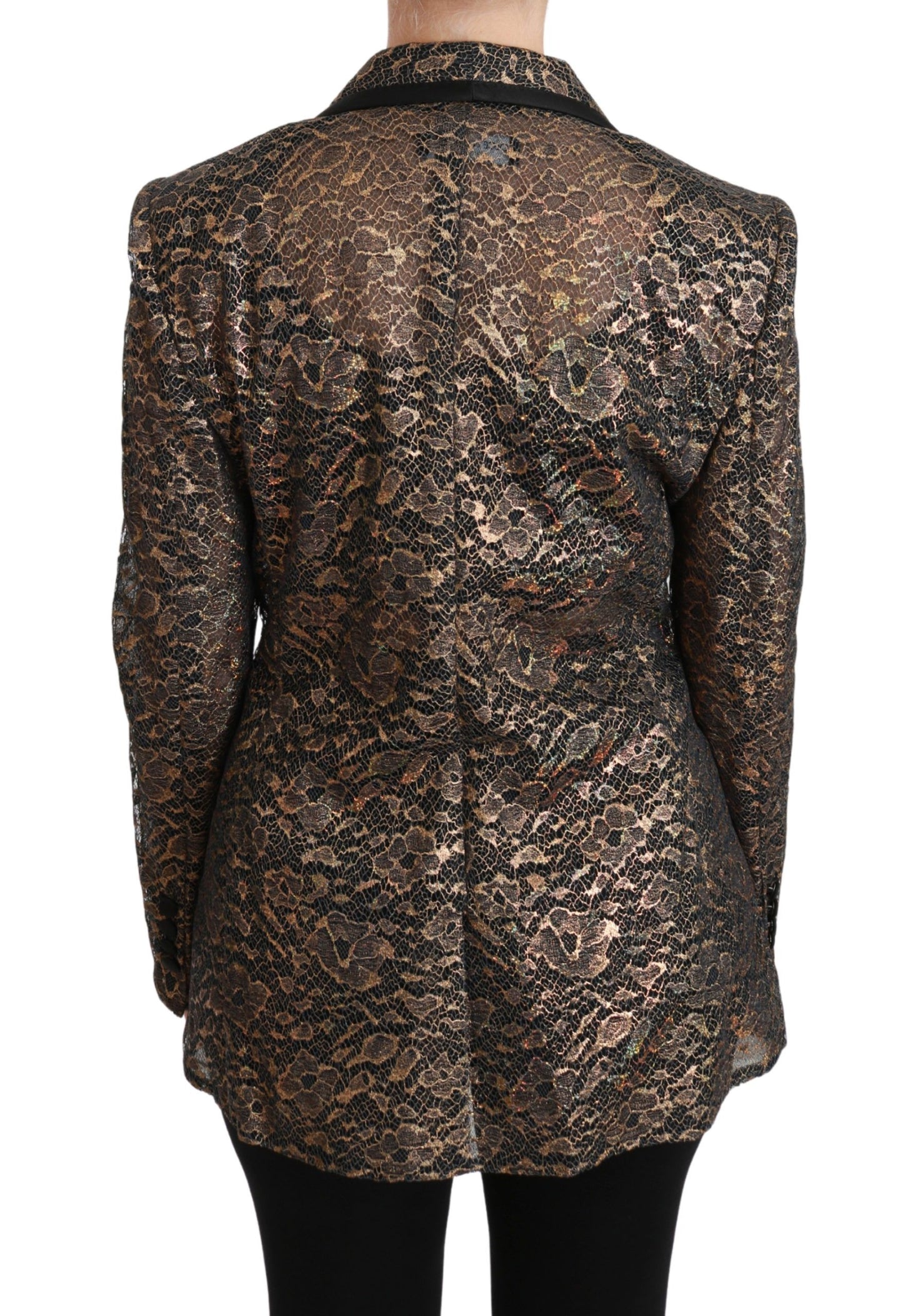 Dolce & Gabbana Blazer Manteau Dentelle Noire Or Veste Fleurie