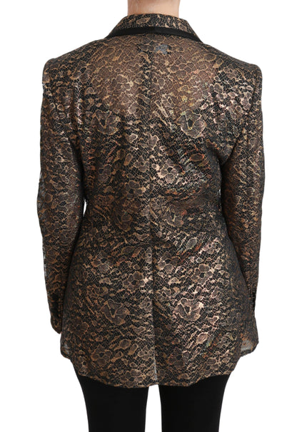 Dolce & Gabbana Blazer Manteau Dentelle Noire Or Veste Fleurie