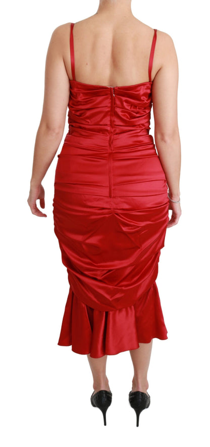 Robe fourreau sirène moulante Dolce & Gabbana en soie stretch rouge