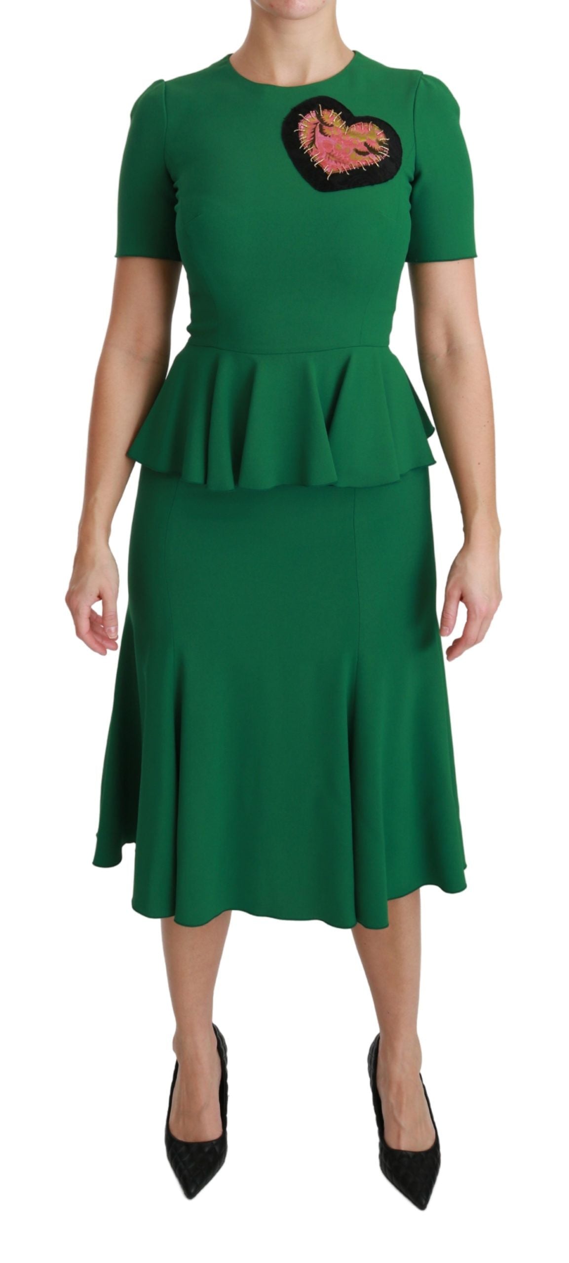 Robe midi en viscose Dolce & Gabbana sirène avec patch cœur vert