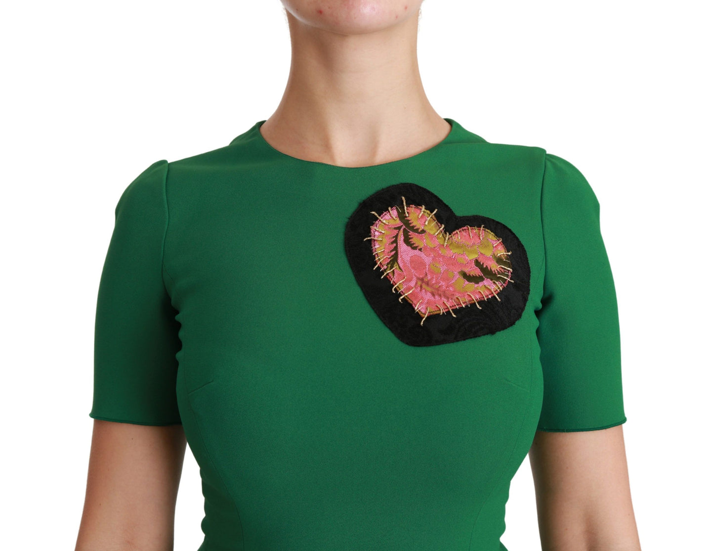 Robe midi en viscose Dolce & Gabbana sirène avec patch cœur vert
