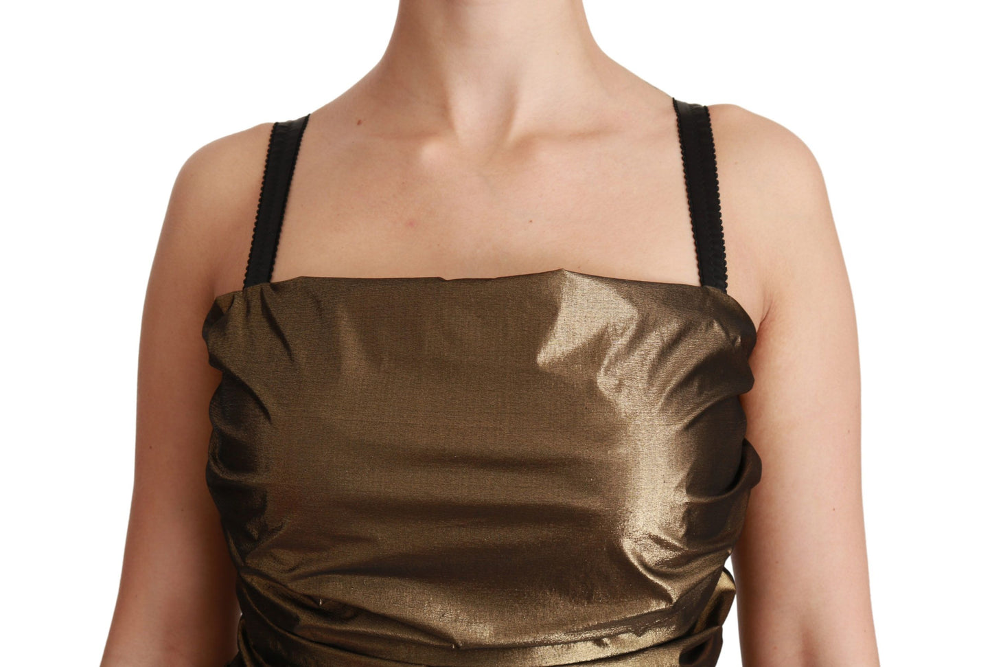 Mini-robe fourreau moulante en nylon bronze Dolce & Gabbana