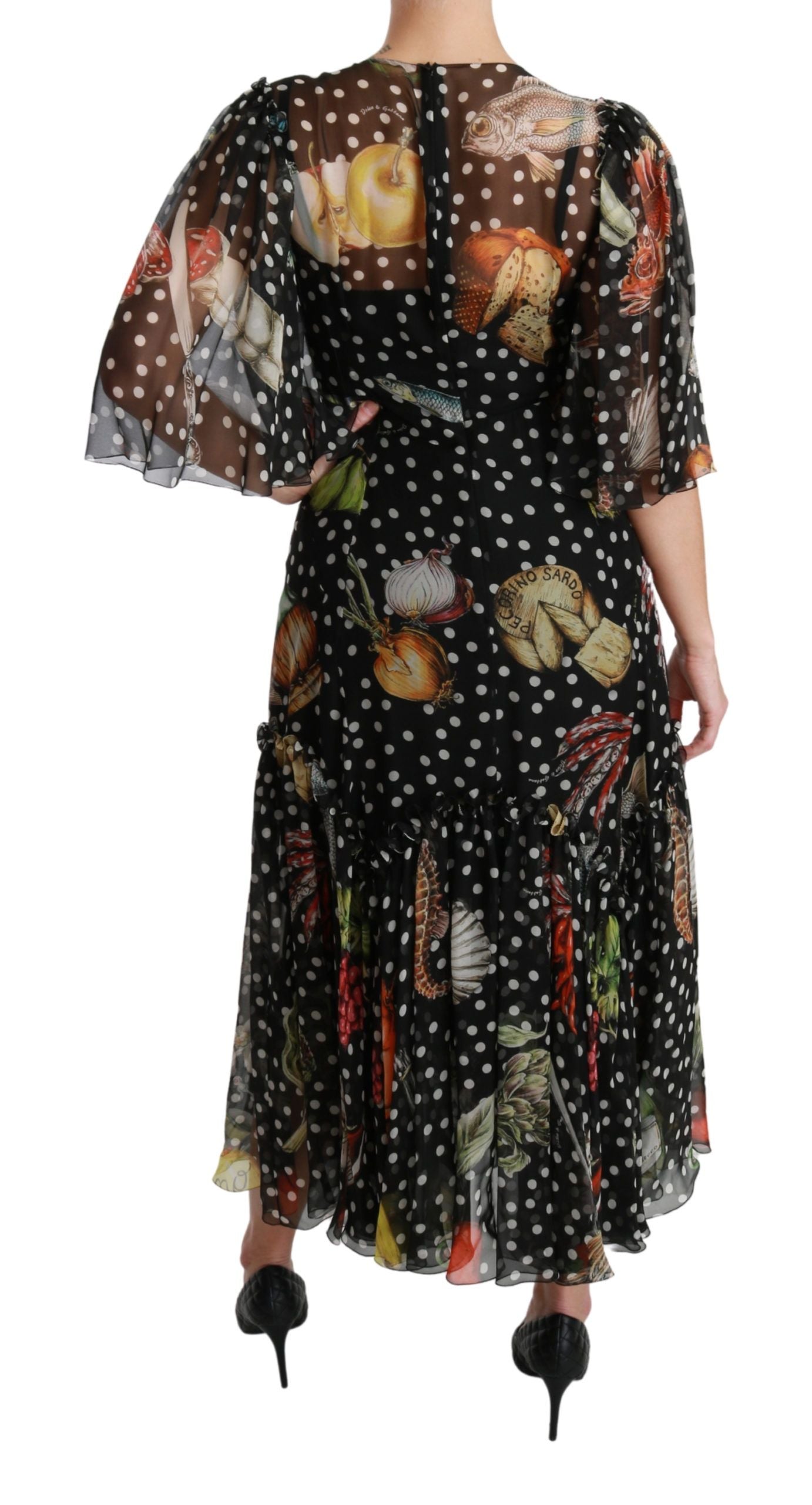 Robe Trapèze Dolce & Gabbana Motif Poisson Noir Sicile