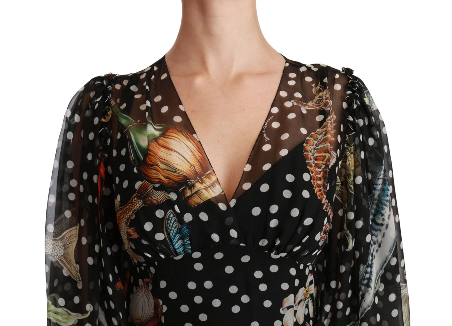 Robe Trapèze Dolce & Gabbana Motif Poisson Noir Sicile