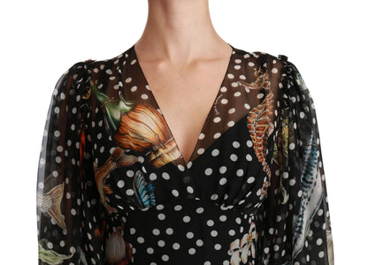 Robe Trapèze Dolce & Gabbana Motif Poisson Noir Sicile