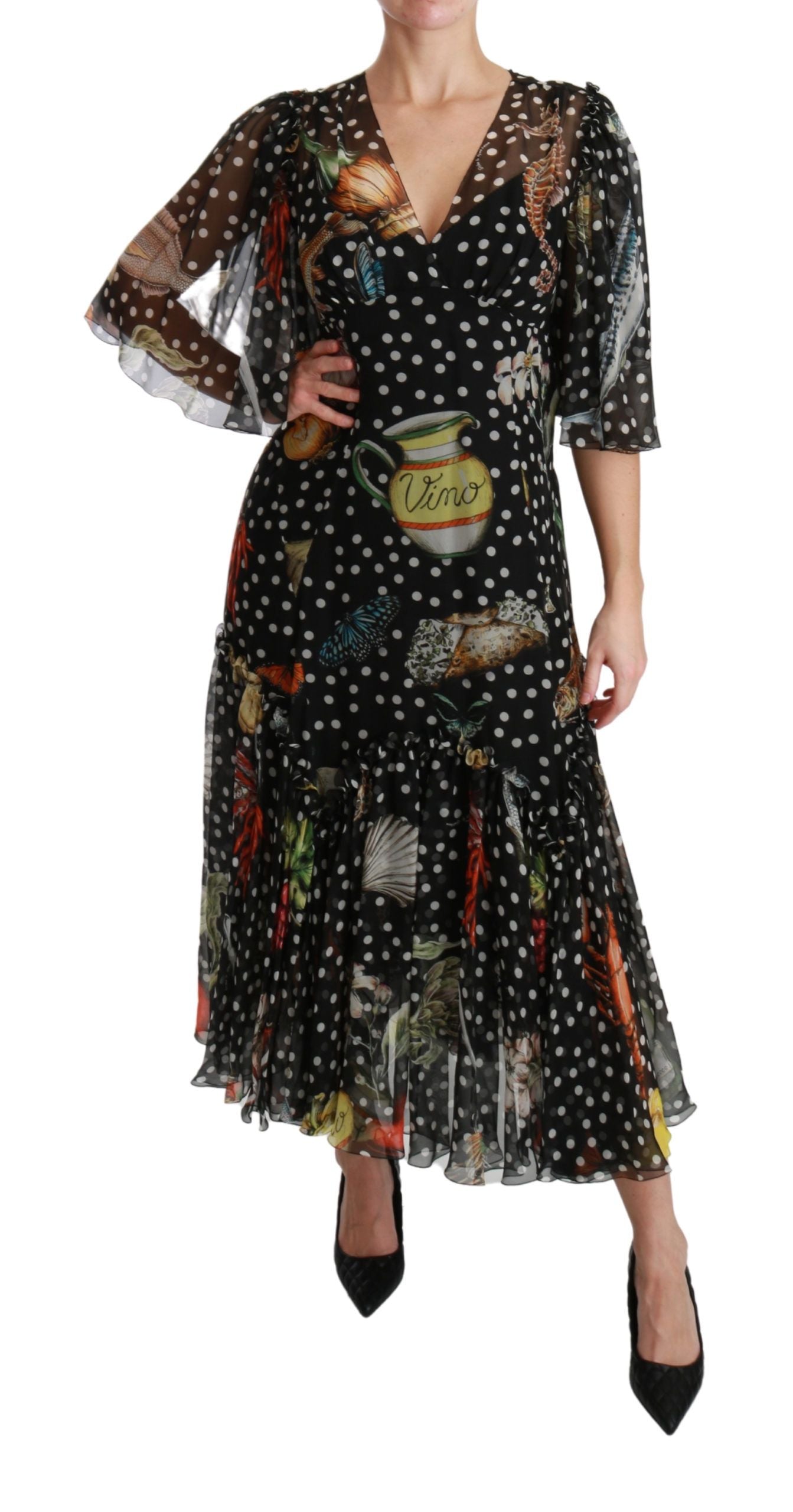 Robe Trapèze Dolce & Gabbana Motif Poisson Noir Sicile