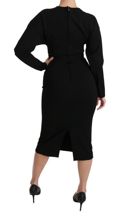Robe fourreau midi stretch moulante noire Dolce & Gabbana