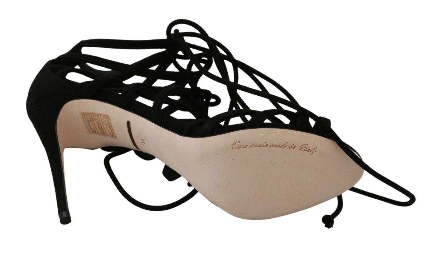 Chaussures Sandales à talons aiguilles Dolce & Gabbana en daim noir à bride