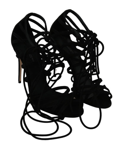 Chaussures Sandales à talons aiguilles Dolce & Gabbana en daim noir à bride