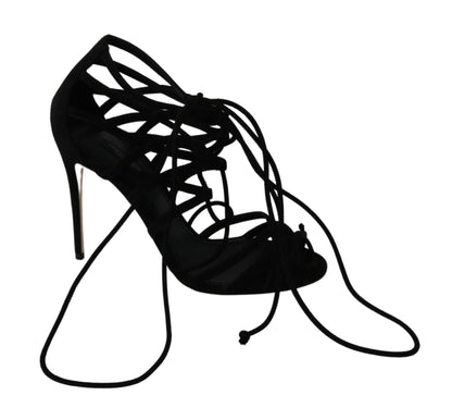 Chaussures Sandales à talons aiguilles Dolce & Gabbana en daim noir à bride
