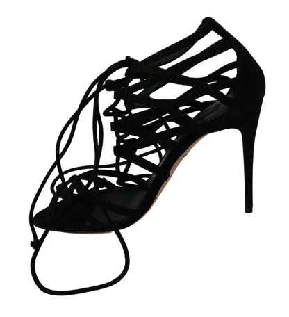 Chaussures Sandales à talons aiguilles Dolce & Gabbana en daim noir à bride