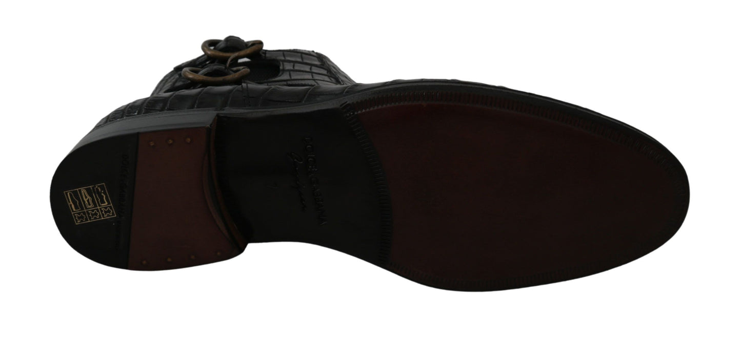 Bottes Richelieu Dolce & Gabbana en Cuir de Crocodile Noir