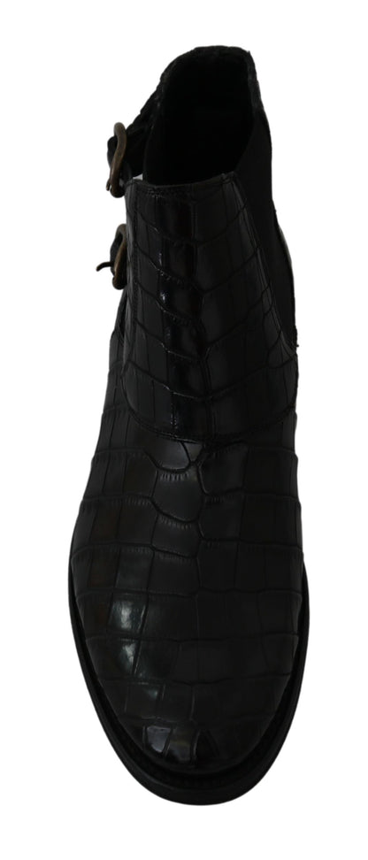 Bottes Richelieu Dolce & Gabbana en Cuir de Crocodile Noir