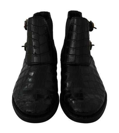 Bottes Richelieu Dolce & Gabbana en Cuir de Crocodile Noir