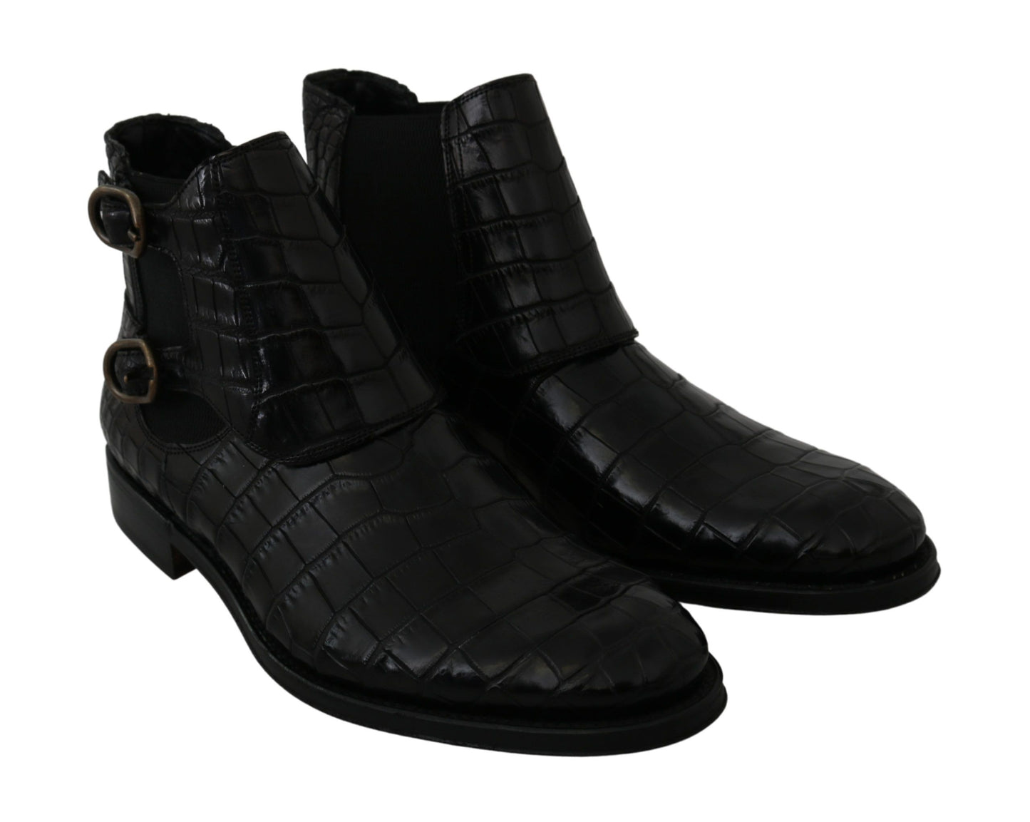 Bottes Richelieu Dolce & Gabbana en Cuir de Crocodile Noir
