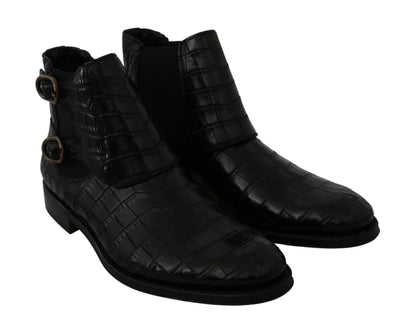 Bottes Richelieu Dolce & Gabbana en Cuir de Crocodile Noir