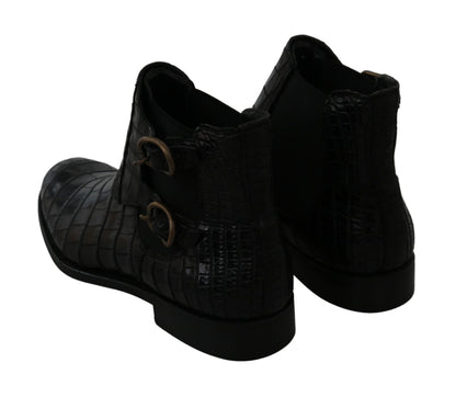 Bottes Richelieu Dolce & Gabbana en Cuir de Crocodile Noir