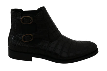 Bottes Richelieu Dolce & Gabbana en Cuir de Crocodile Noir