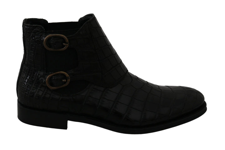 Bottes Richelieu Dolce & Gabbana en Cuir de Crocodile Noir