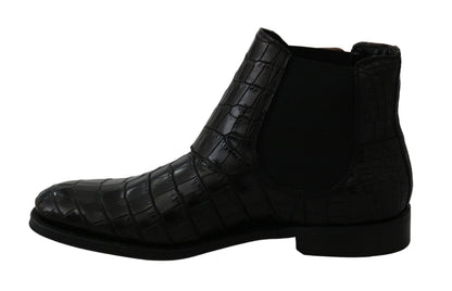 Bottes Richelieu Dolce & Gabbana en Cuir de Crocodile Noir