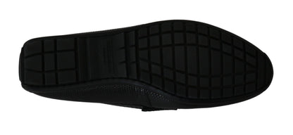 Chaussures plates en cuir de lézard noires Dolce & Gabbana