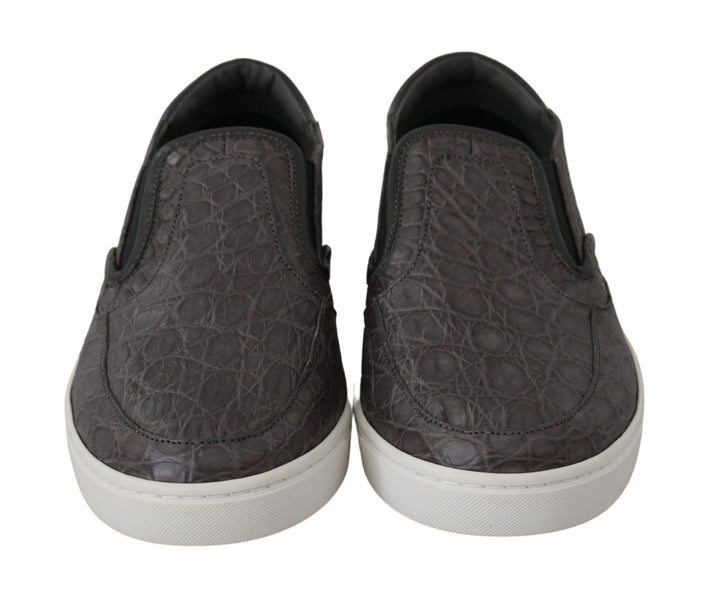 Zapatos Mocasines de Hombre Dolce & Gabbana de Cuero Gris Plano Caiman