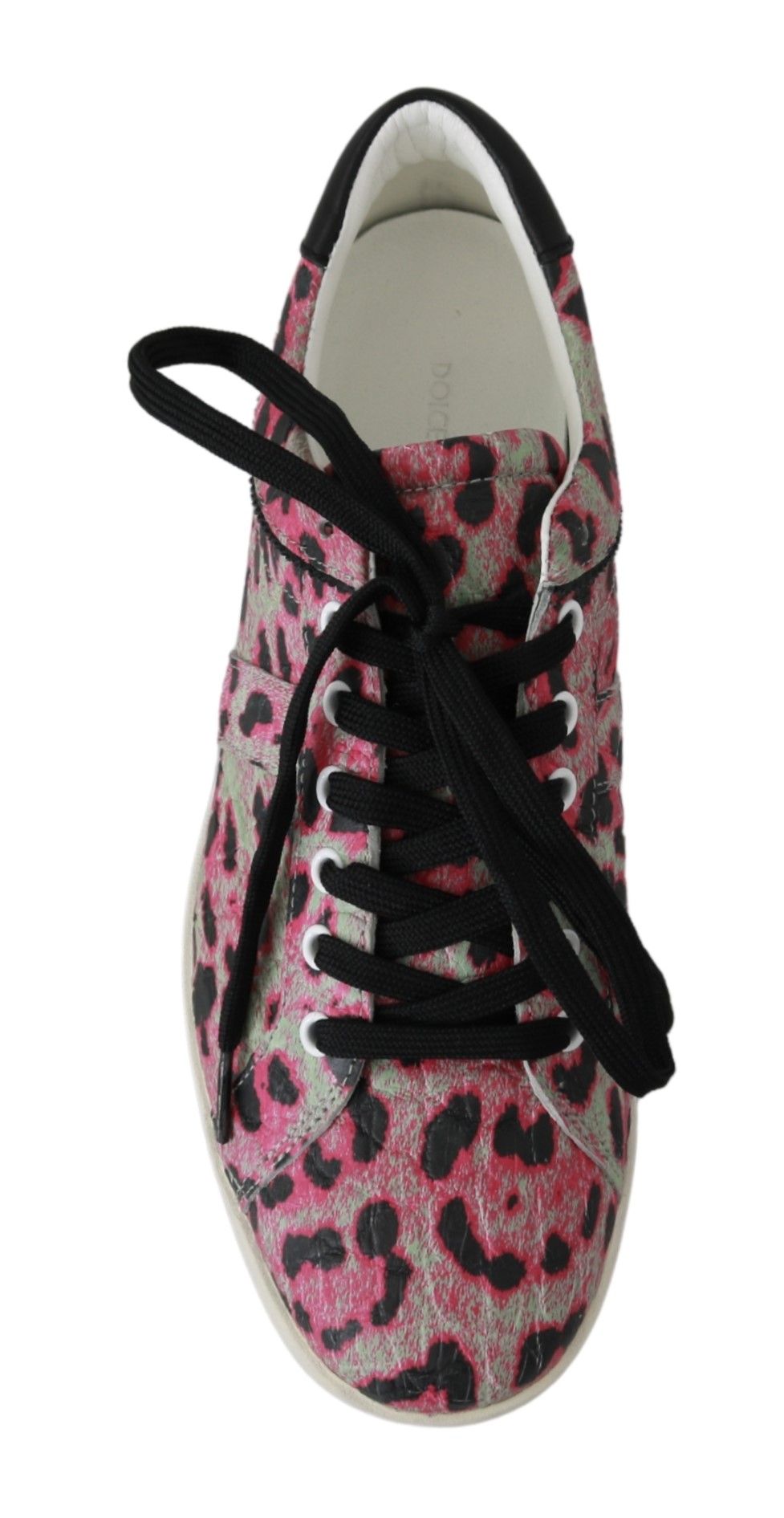 Zapatillas planas de entrenamiento de piel con estampado de leopardo rosa Dolce & Gabbana