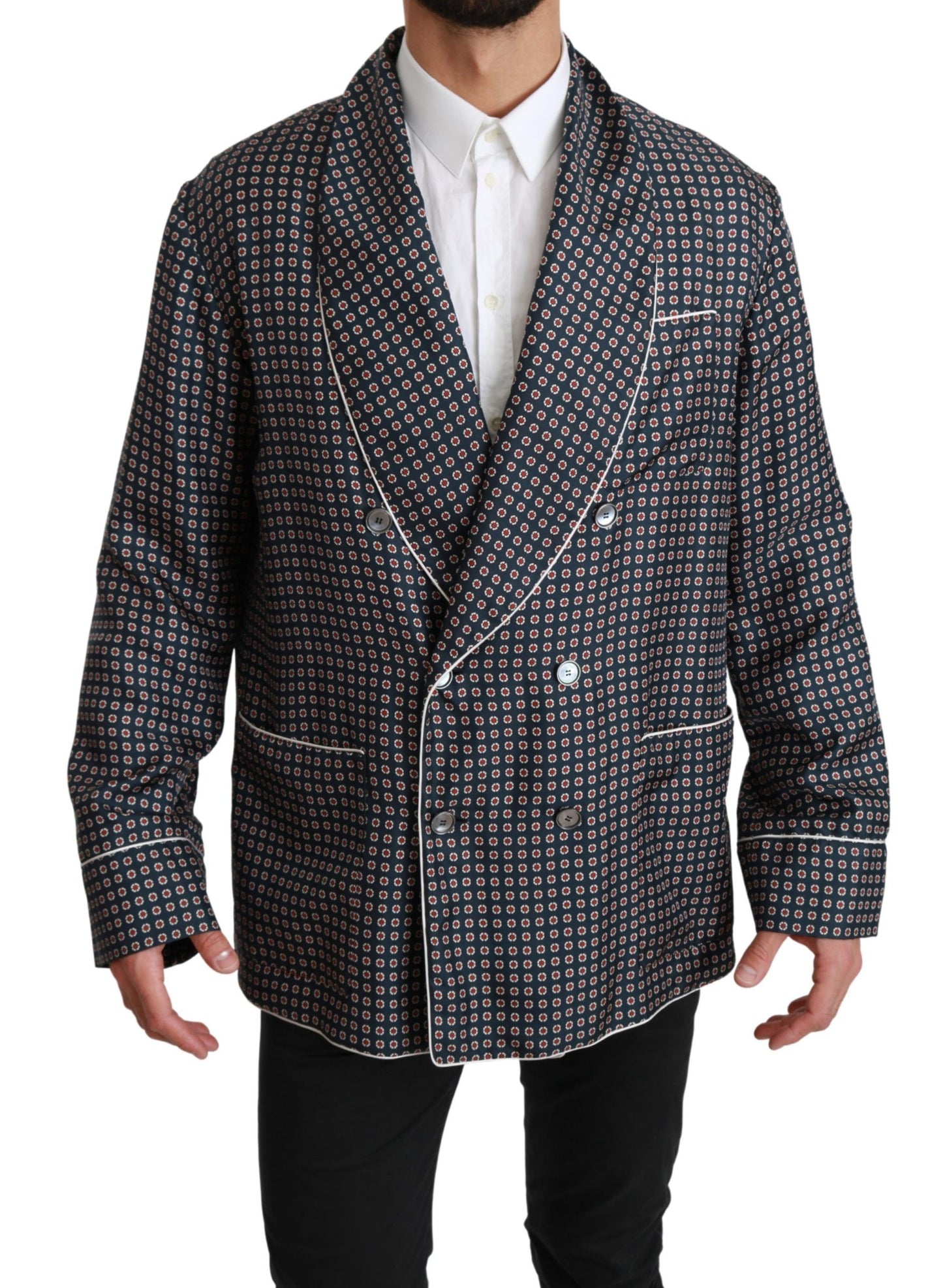 Veste croisée Dolce & Gabbana bleu marine à motifs