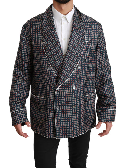 Veste croisée Dolce & Gabbana bleu marine à motifs
