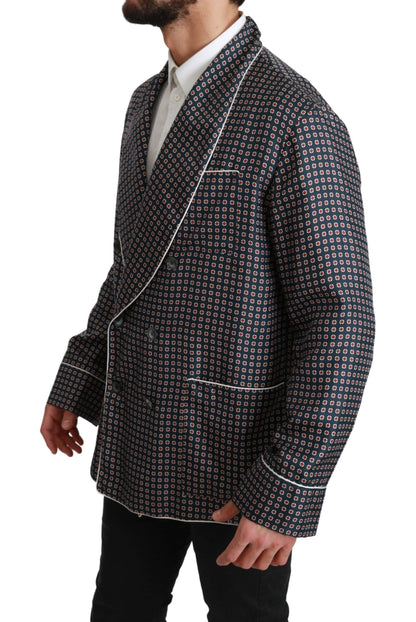 Veste croisée Dolce & Gabbana bleu marine à motifs
