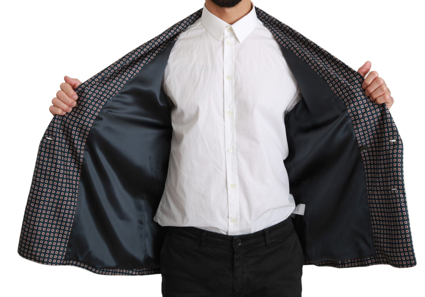 Veste croisée Dolce & Gabbana bleu marine à motifs