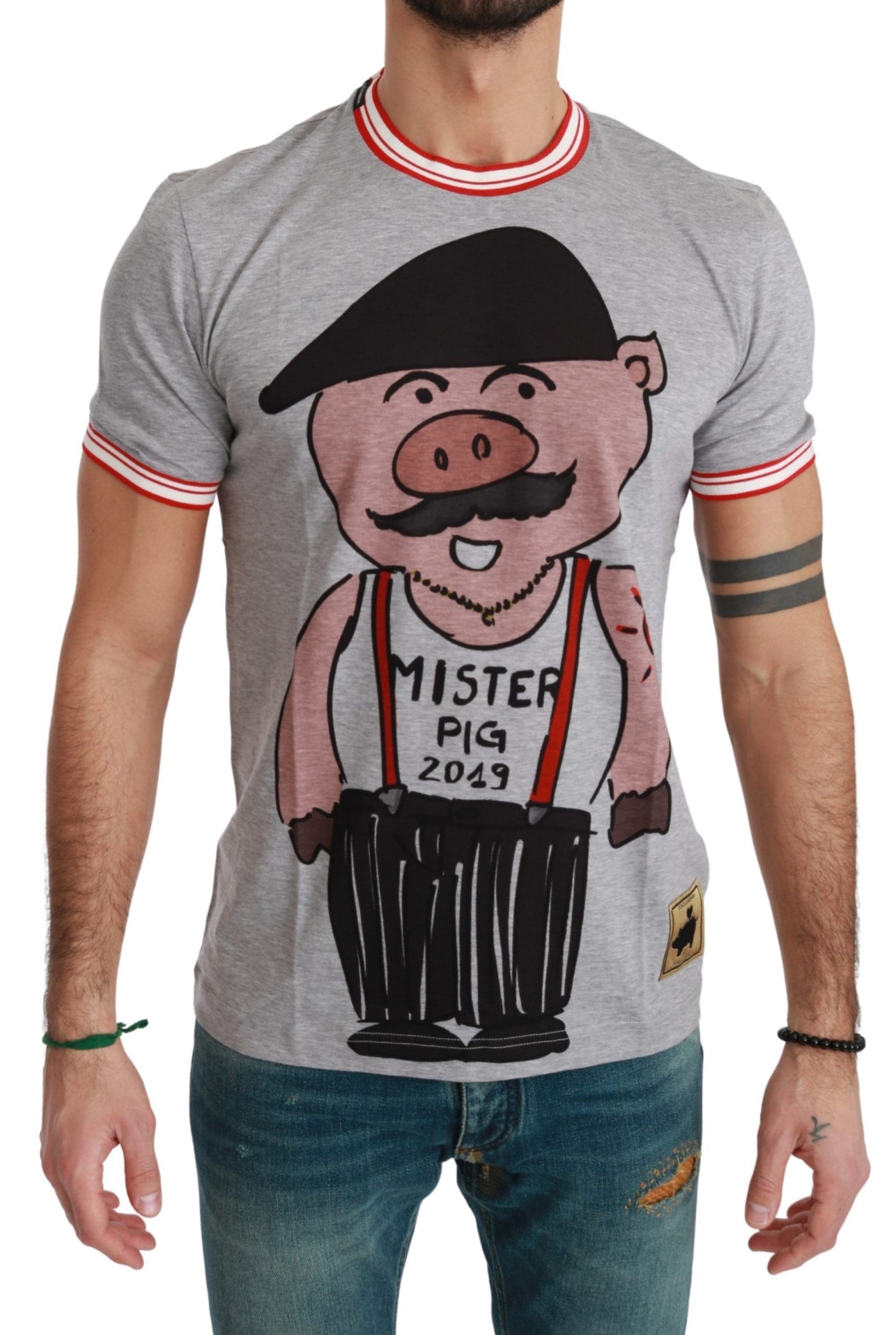 T-shirt Dolce & Gabbana en coton gris Année du Cochon 2019